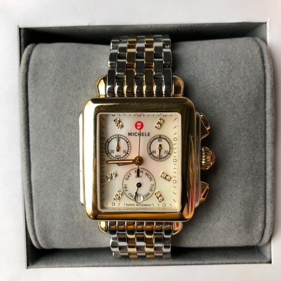 Michele deco watch with two interchangeable straps